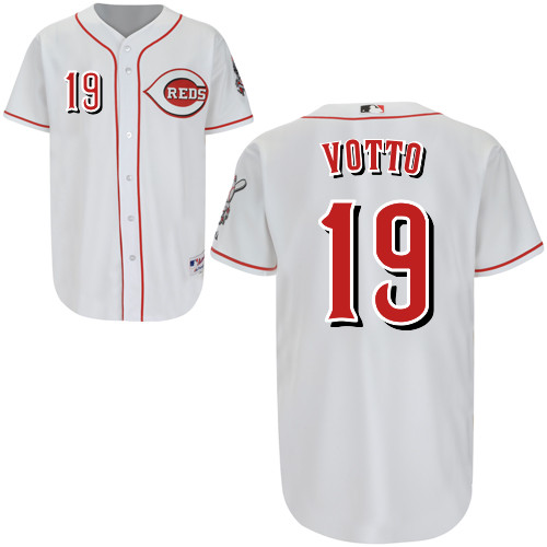 Joey Votto #19 Youth Baseball Jersey-Cincinnati Reds Authentic Home White Cool Base MLB Jersey